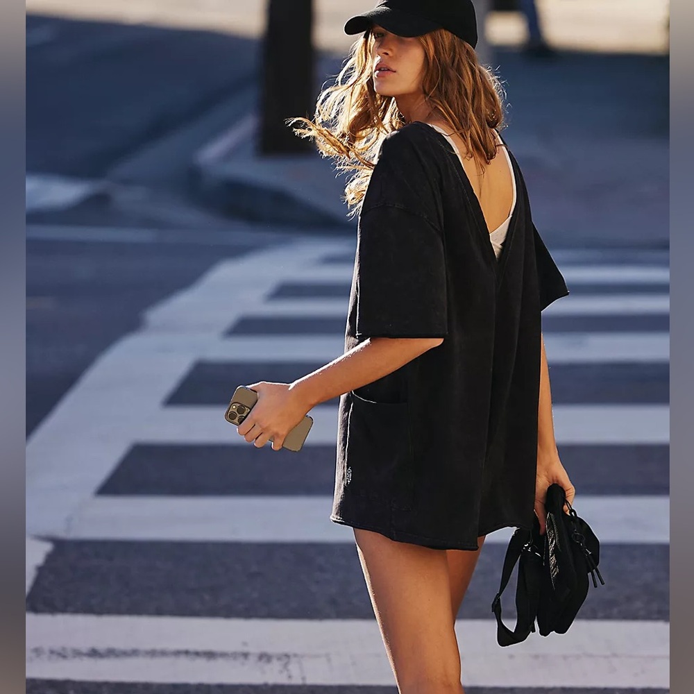 FP MOVEMENT Hot Shot Tee Romper Black NWT
